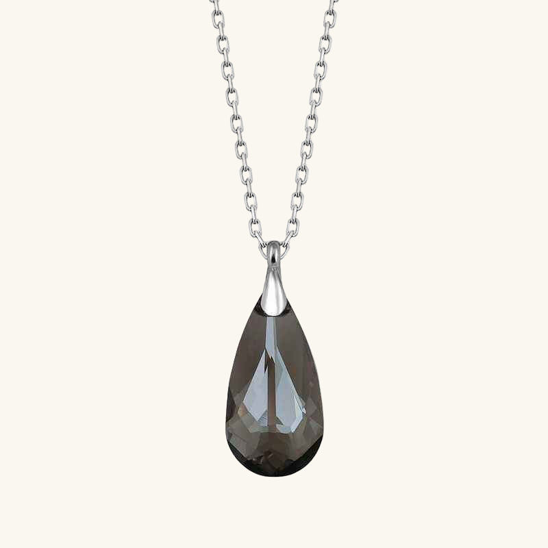Swarovski Crystal Stone Drop Women's Silver Necklace