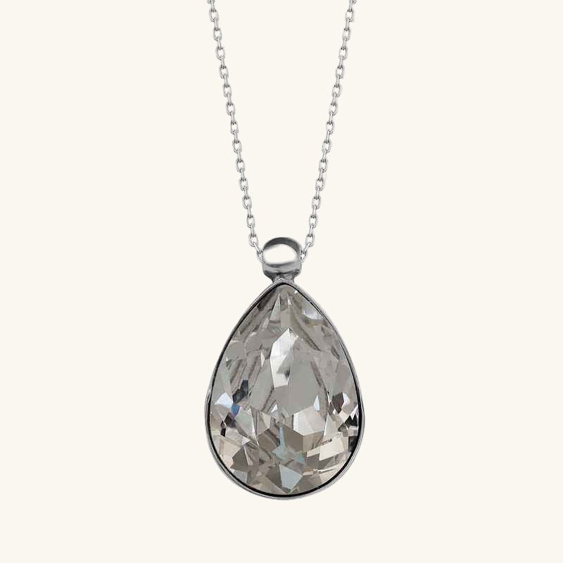 Swarovski Crystal Stone Drop Women's Silver Necklace