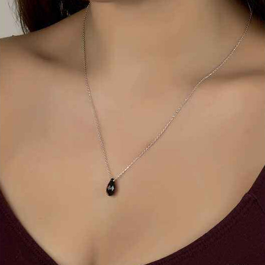 Swarovski Crystal Stone Drop Cut Women's Silver Pendant