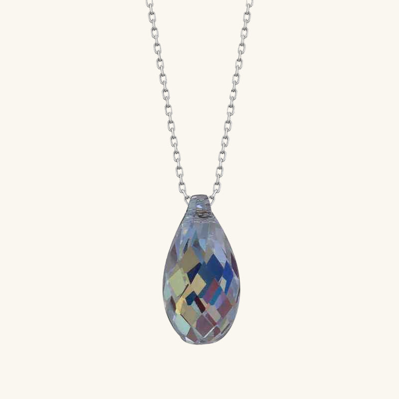 Swarovski Crystal Stone Drop Cut Women's Silver Pendant