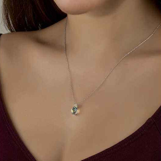 Swarovski Crystal Stone Drop Cut Women's Silver Pendant