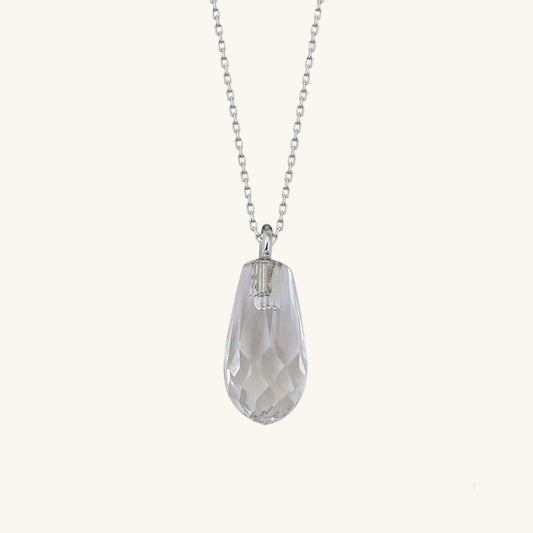 Crystal Stone Drop Cut Women's Silver Necklace