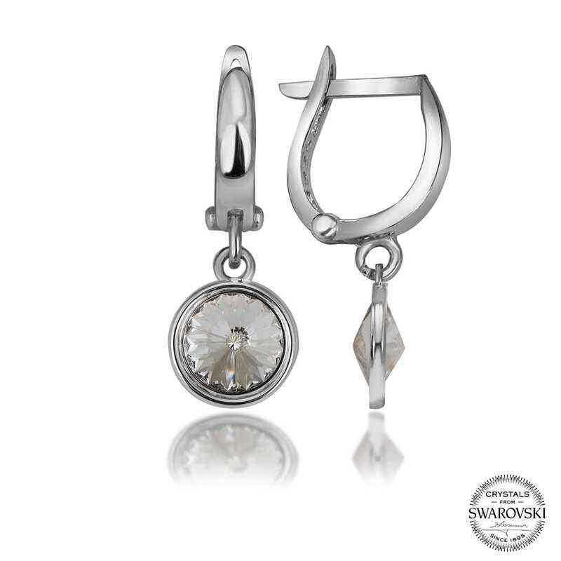 Swarovski Crystal Stone White Dangle Women's Silver Earrings