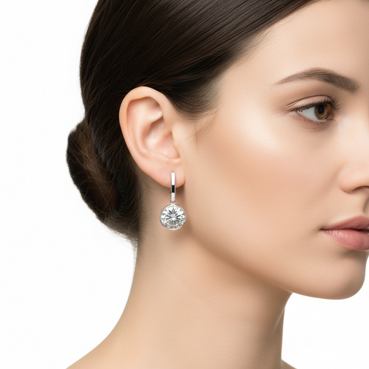 Kristallstein Weiß Dangle Damen Silber Ohrringe