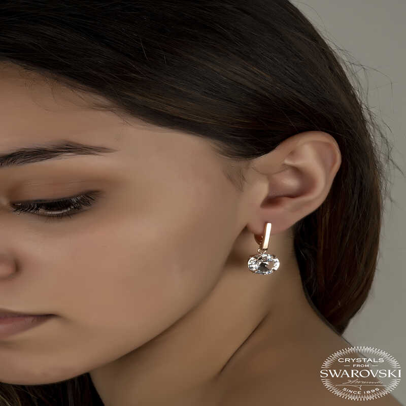 Swarovski Crystal White Dangle Women's Rose Plated Silver Earrings