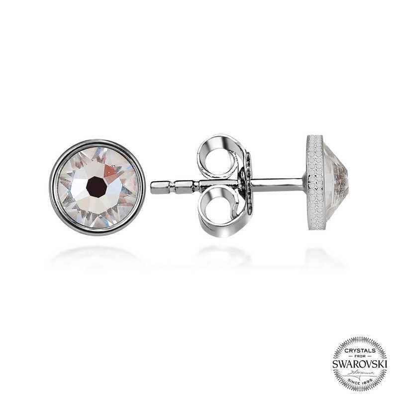 Swarovski Crystal Stone Stud Women's Silver Earring