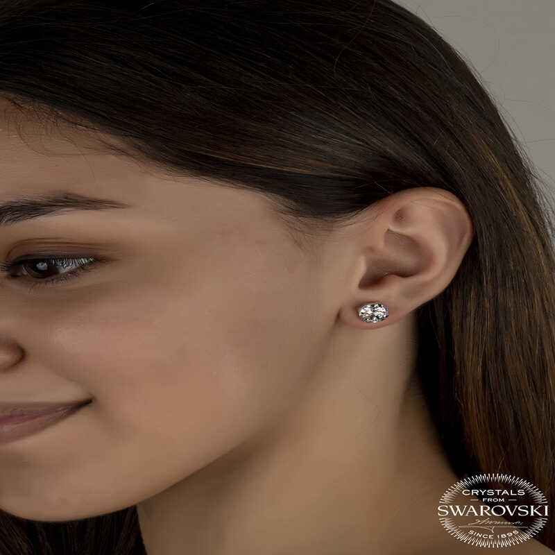 Swarovski Crystal Stone Silver Stud Women's Earring