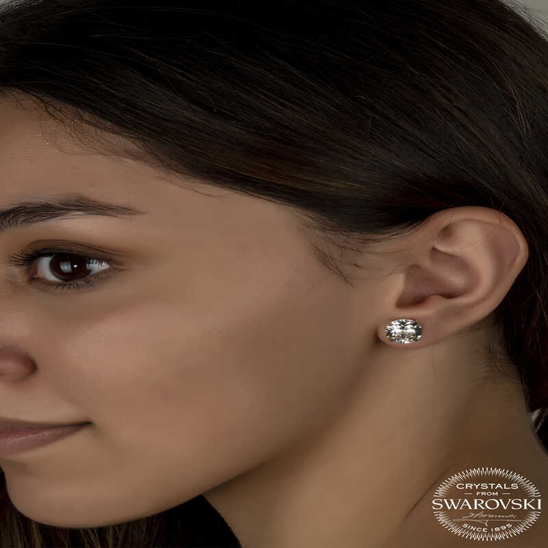 Swarovski Crystal Stone Silver Stud Women's Earring
