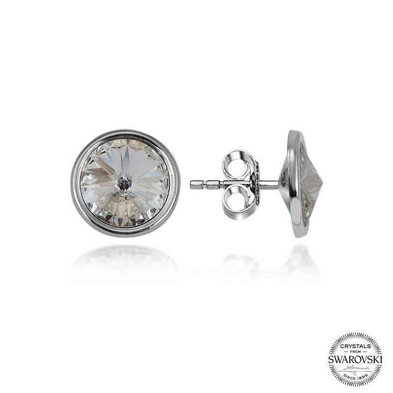 Swarovski Crystal Stone Silver Stud Women's Earring