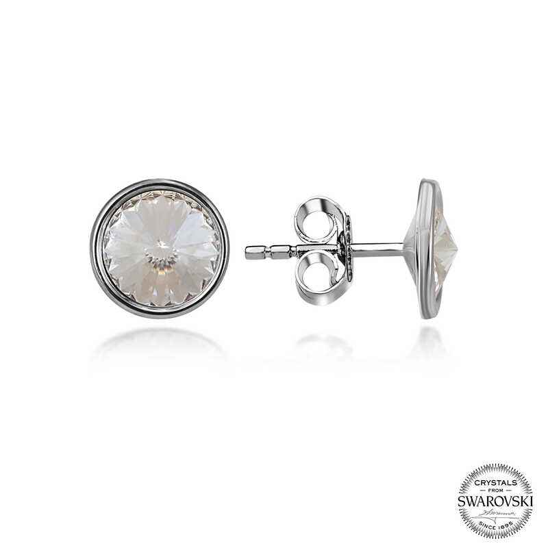 Swarovski Crystal Stone Stud Women's Silver Earring