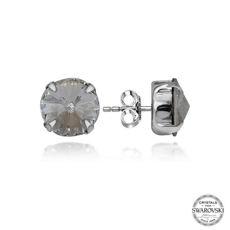 Swarovski Crystal Stone Stud Women's Silver Earring