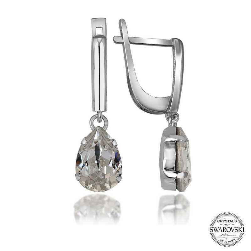 Swarovski Crystal Stone Drop Dangle Women's Silver Earrings