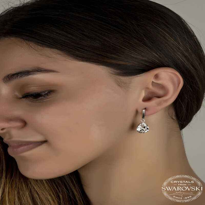Swarovski Crystal Stone Drop Dangle Women's Silver Earrings
