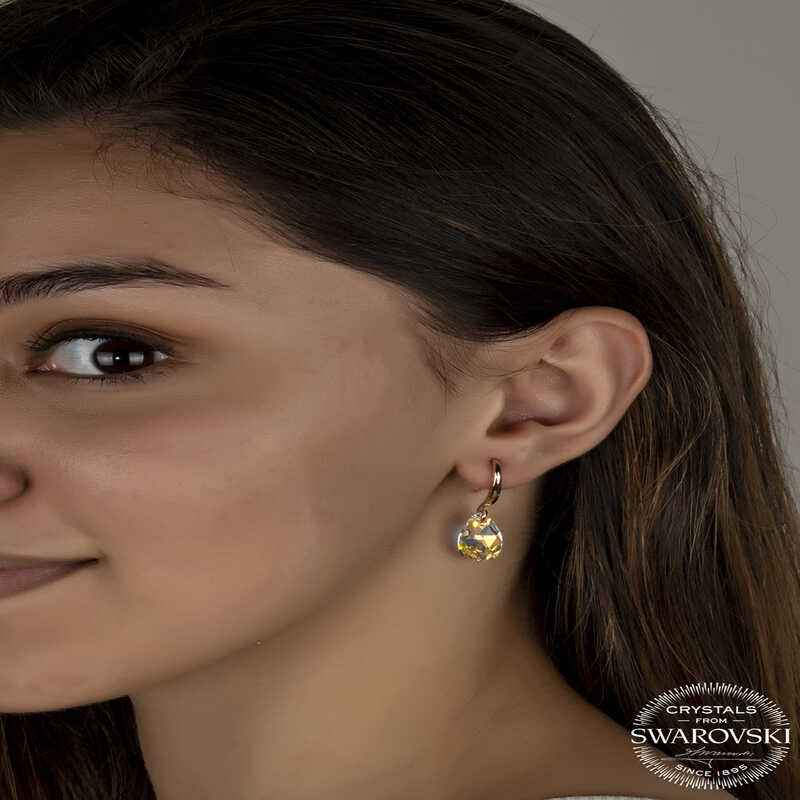 Swarovski Crystal Stone Drop Dangle Women's Silver Earring