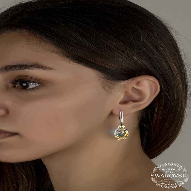 Swarovski Crystal Stone Drop Dangle Women's Silver Earring