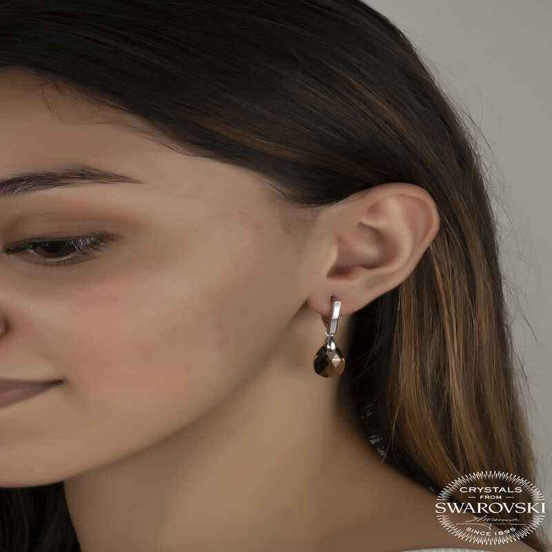 Swarovski Crystal Stone Drop Dangle Women's Silver Earrings