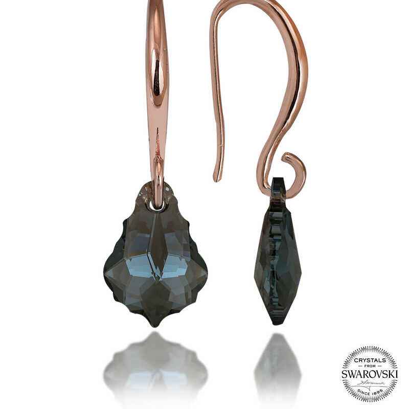 Swarovski Crystal Green Stone Drop Dangle Women's Rose Plated Silver Earring