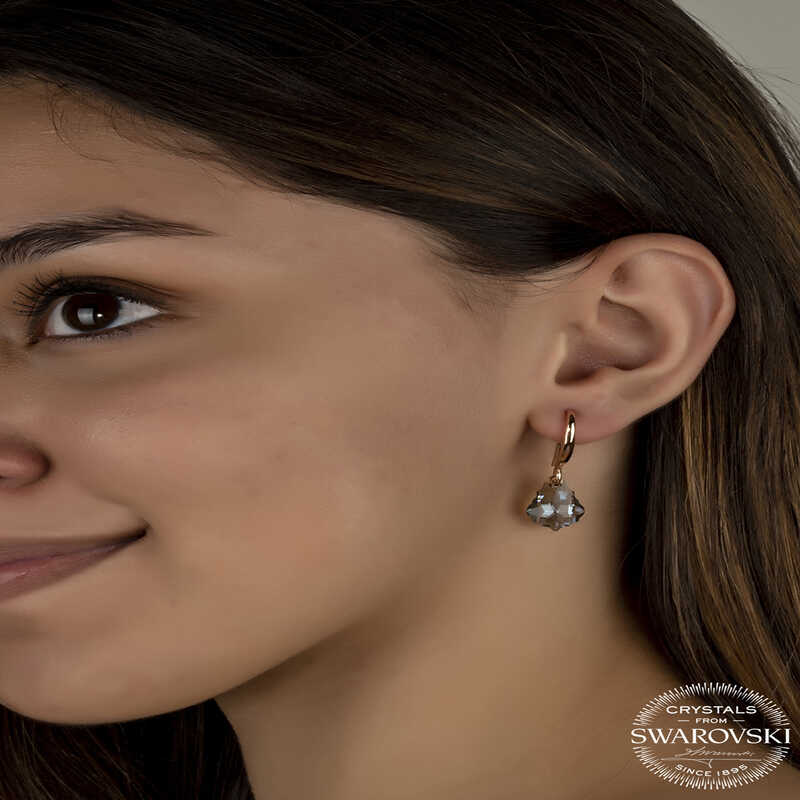 Swarovski Crystal Green Stone Drop Dangle Women's Rose Plated Silver Earring