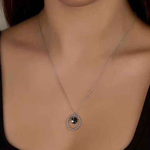 Swarovski Crystal Stone Ring Silver Women's Necklace