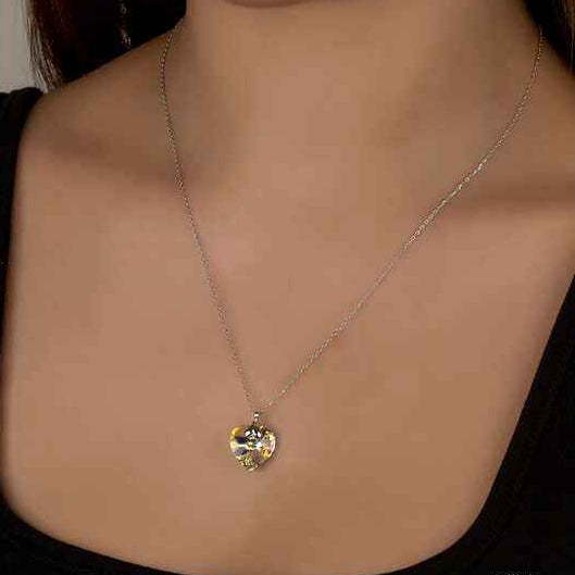 Swarovski Crystal Heart Stone Women's Silver Necklace