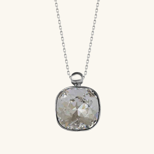 Swarovski Crystal Square Stone Women's Silver Necklace