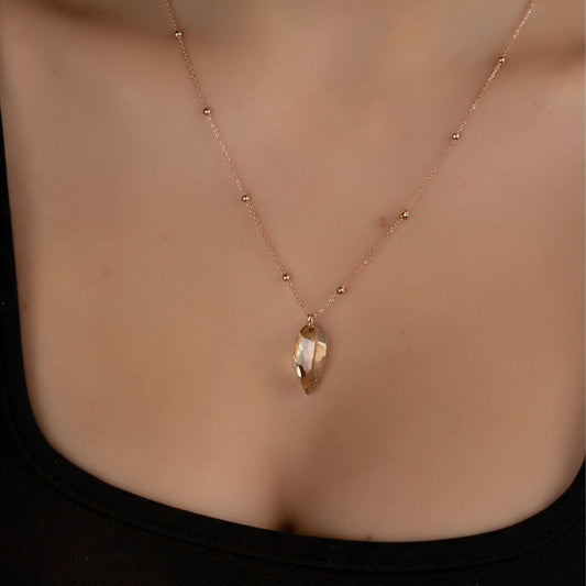 Crystal Stone Rose Plated Chain Silver Women's Necklace