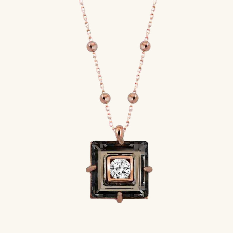 Swarovski Crystal Stone Rose Plated Chain Black Diamond Women's Silver Necklace