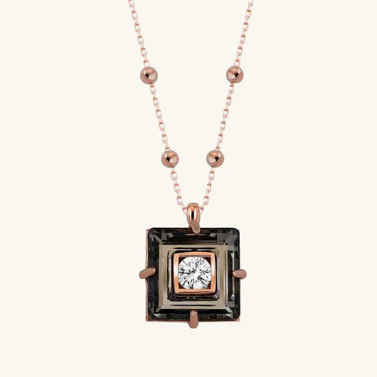 Swarovski Crystal Stone Rose Plated Chain Black Diamond Women's Silver Necklace