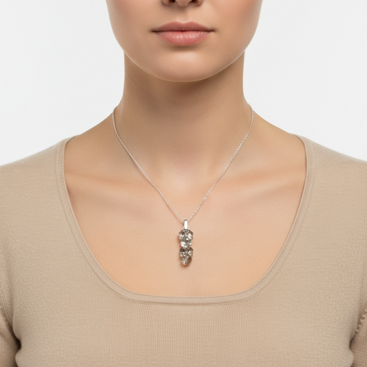 Kristallcluster Damen Silber Halskette