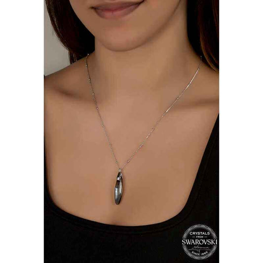 Swarovski Crystal Stone Ball Chain Bar Women's Silver Necklace