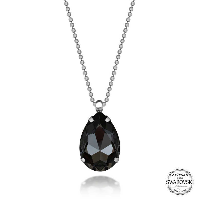 Collier en argent avec chaîne à billes en cristal pour femme