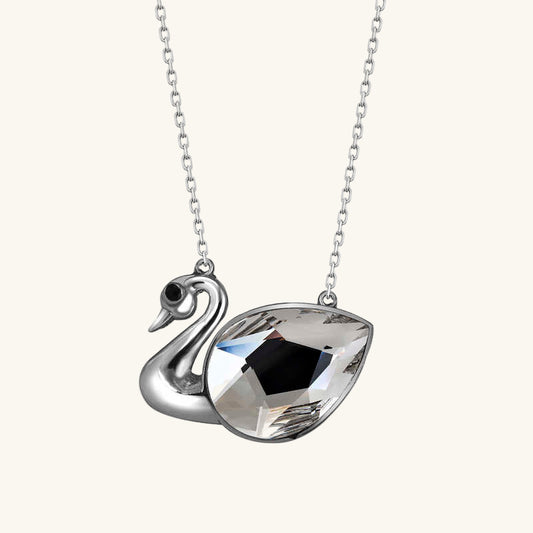 Crystal Swan Women's Silver Necklace