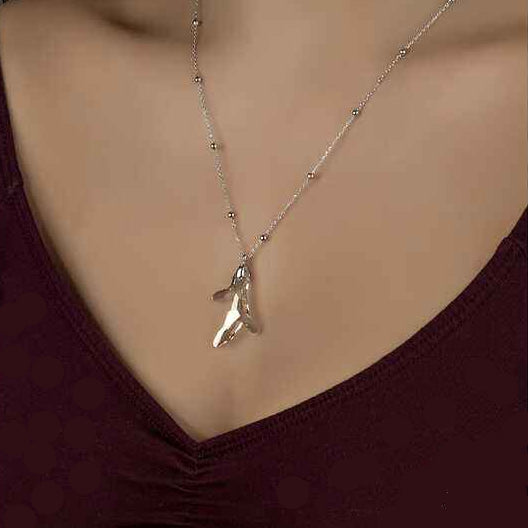 Swarovski Crystal Stone Ball Chain Coral Silver Women's Necklace