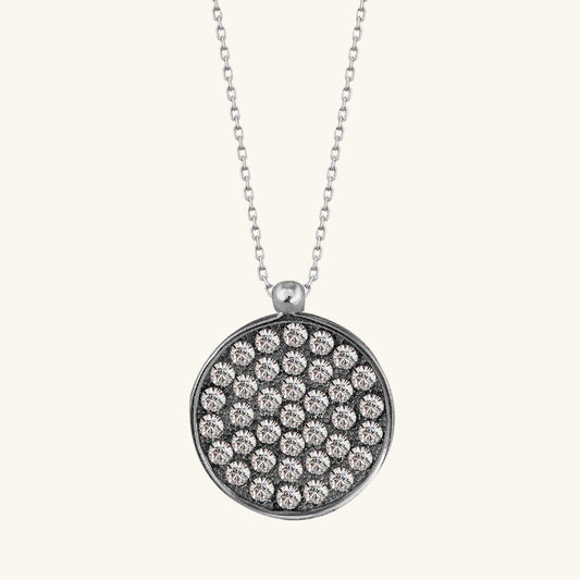 Crystal Round Women's Silver Necklace