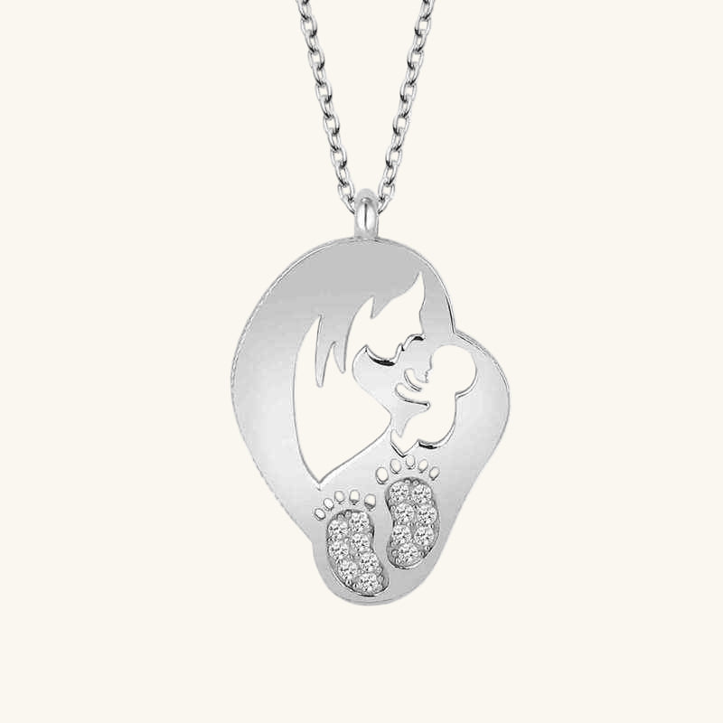 Swarovski Stone Mother Baby Women's Silver Necklace