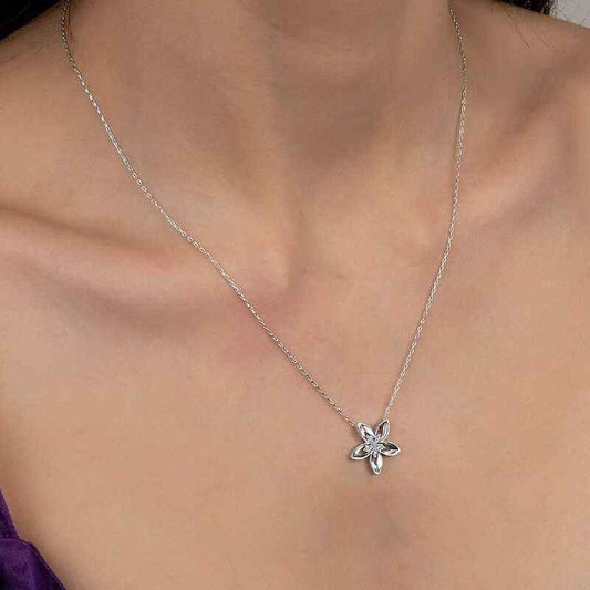 Swarovski Stone Flower Women's Silver Necklace