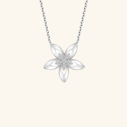 Crystal Stone Flower Women's Silver Necklace