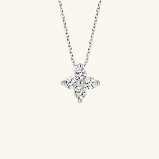 Crystal Stone Flower Women's Silver Necklace