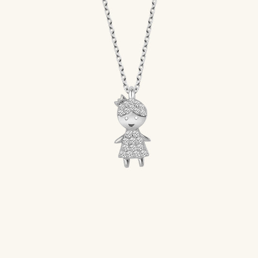 Crystal Stone Silver Girls' Necklace