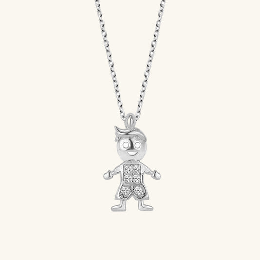 Crystal Stone Girls' Silver Necklace
