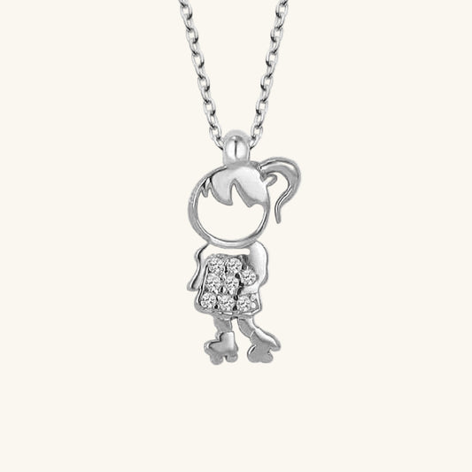 Crystal Stone Silver Girls' Necklace
