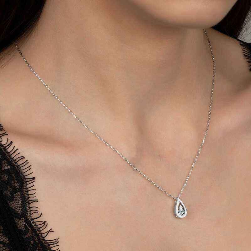 Swarovski Stone Drop Women's Silver Necklace