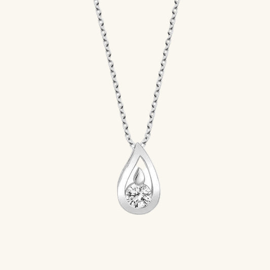 Crystal Stone Drop Women's Silver Necklace