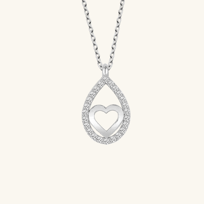Swarovski Stone Drop Heart Women's Silver Necklace