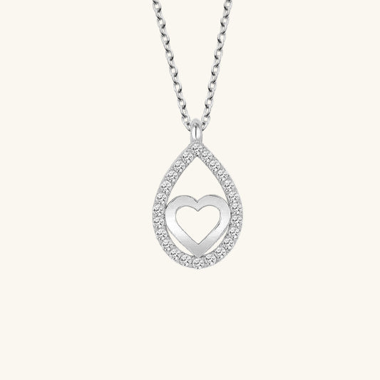 Swarovski Stone Drop Heart Women's Silver Necklace