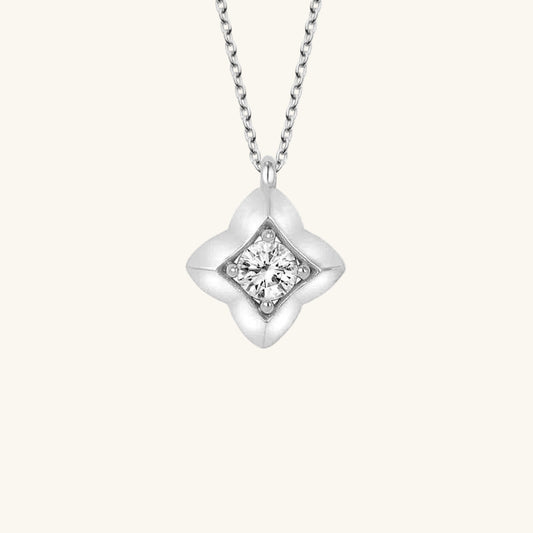 Crystal Stone Square Women's Silver Necklace