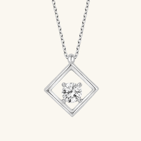 Crystal Stone Rectangular Women's Silver Necklace