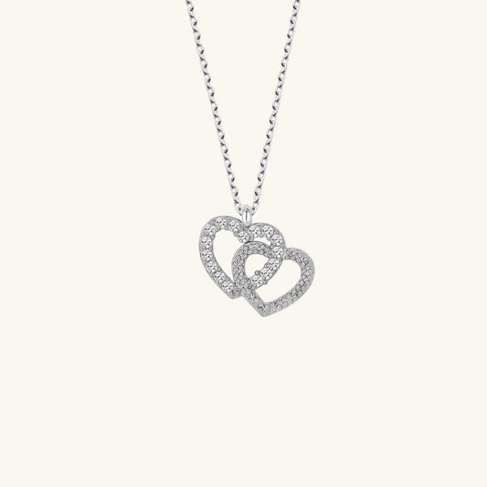 Crystal Stone Heart Women's Silver Necklace