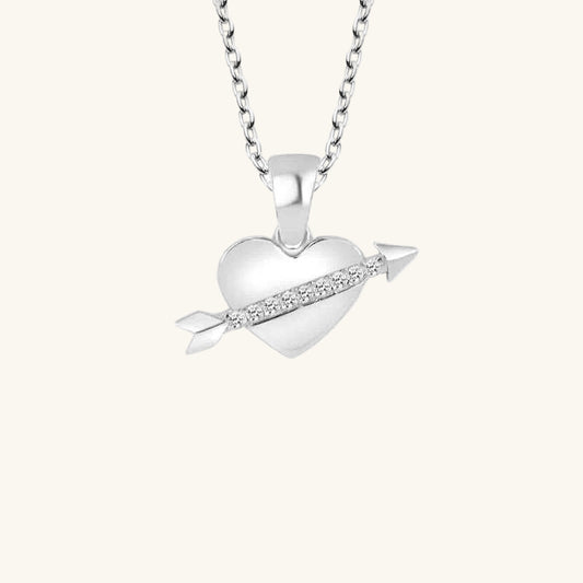 Crystal Stone Heart Women's Silver Necklace
