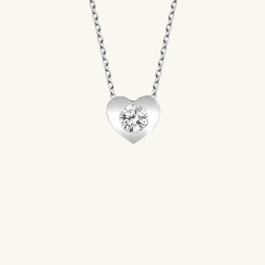 Crystal Stone Heart Women's Silver Necklace
